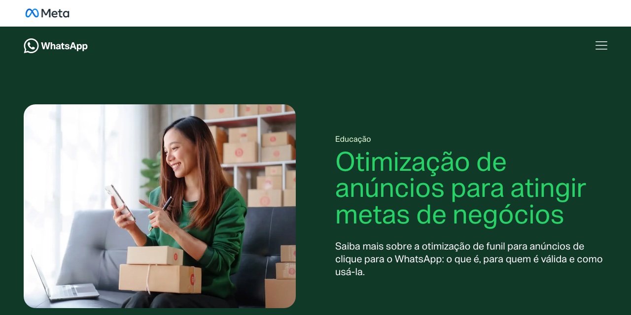 Topo da página original: Otimizar para conversa sai mais caro que otimizar para lead